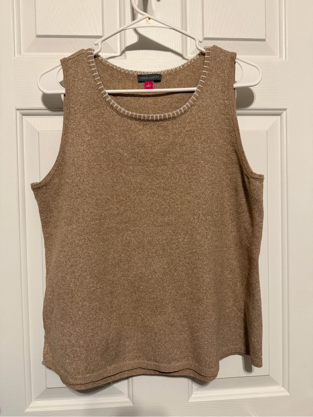 Vince Camuto Sleeveless Crewneck Tank - Camel Brown